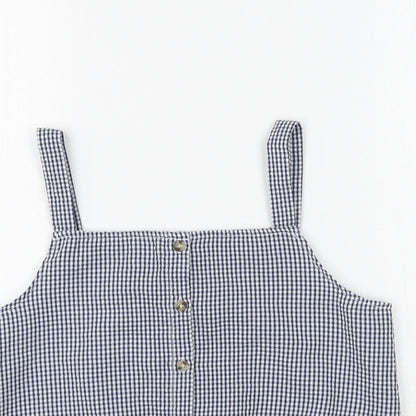 Primark Girls Blue Plaid  Basic Tank Size 12-13 Years  - Tie Detail Check print