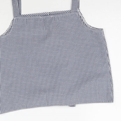 Primark Girls Blue Plaid  Basic Tank Size 12-13 Years  - Tie Detail Check print