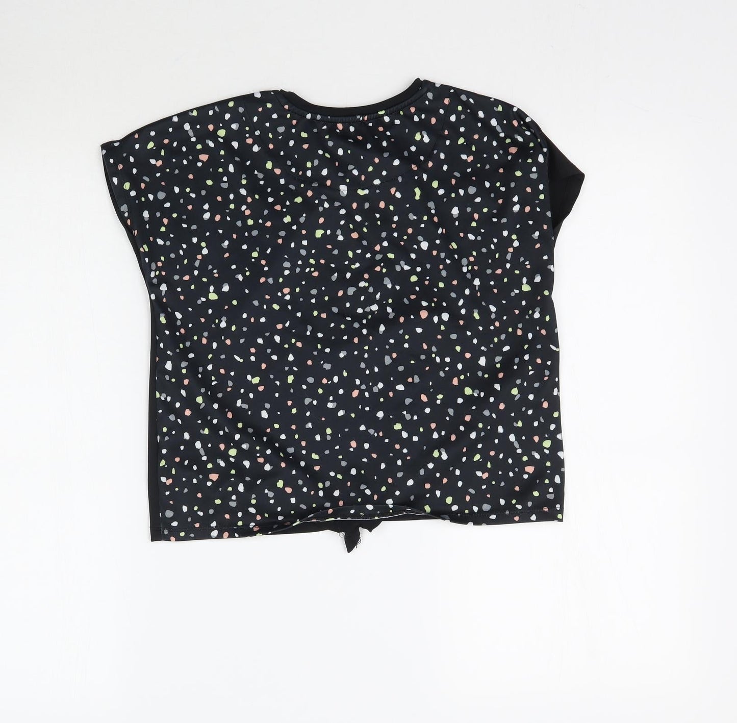 George Girls Black   Basic T-Shirt Size 8-9 Years  - Tie detail
