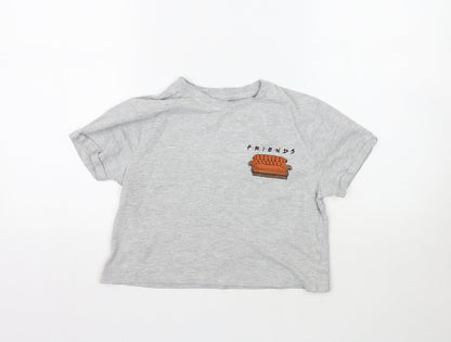 Primark Womens Grey   Cropped T-Shirt Size 2XS  - Friends