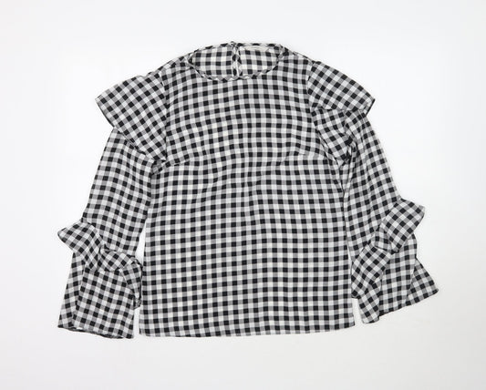 George Womens Multicoloured Plaid  Basic Blouse Size 8