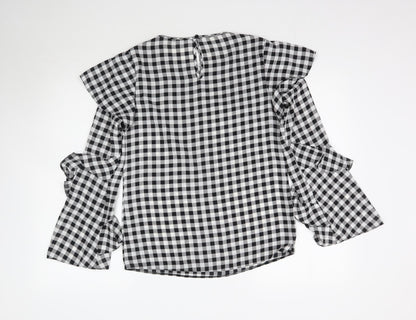 George Womens Multicoloured Plaid  Basic Blouse Size 8