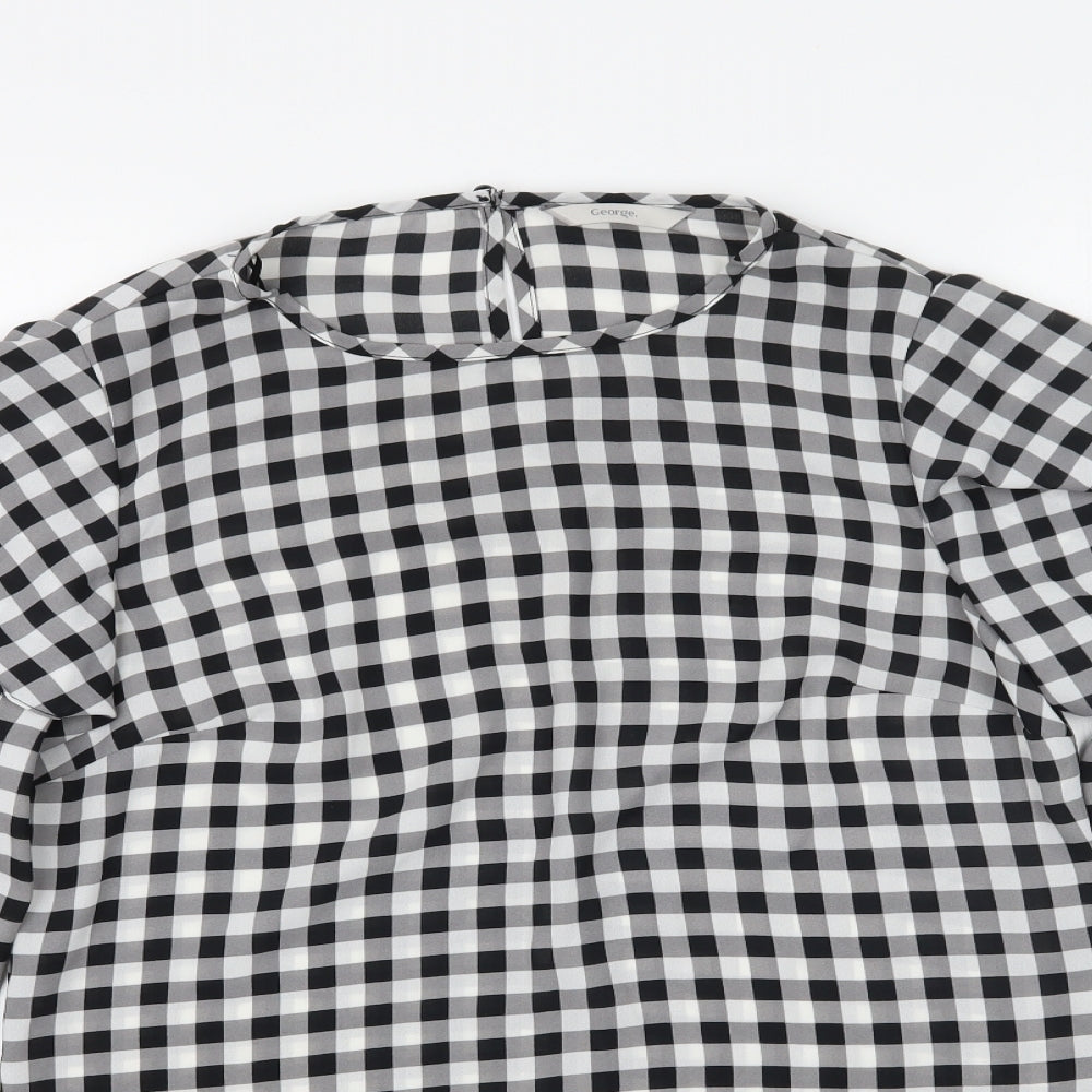 George Womens Multicoloured Plaid  Basic Blouse Size 8