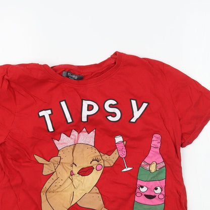 Studio Sleepwear Womens Red   Top Pyjama Top Size 12  - Christmas Tipsy Turkey