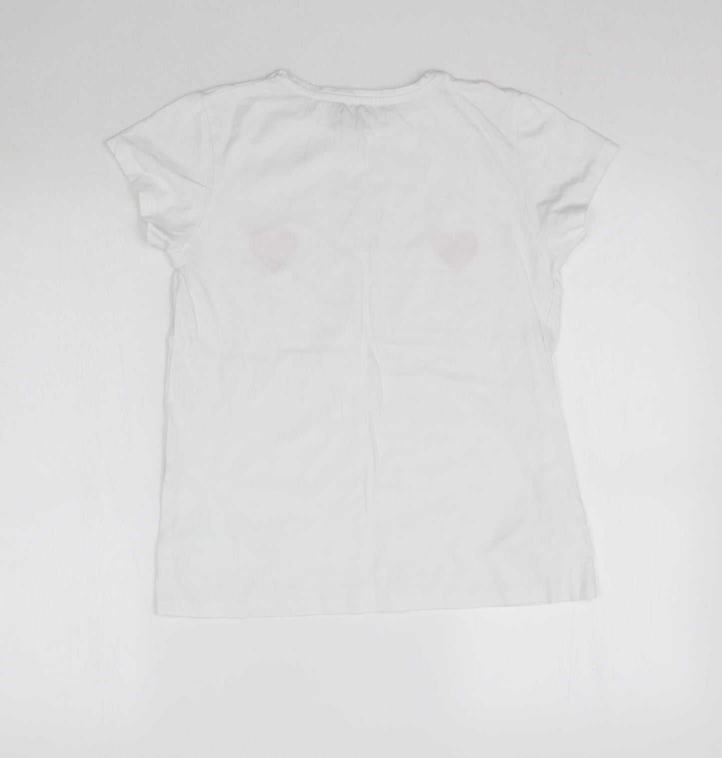 Primark Womens White   Basic T-Shirt Size 6  - Love Hearts
