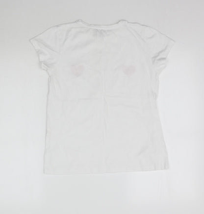 Primark Womens White   Basic T-Shirt Size 6  - Love Hearts