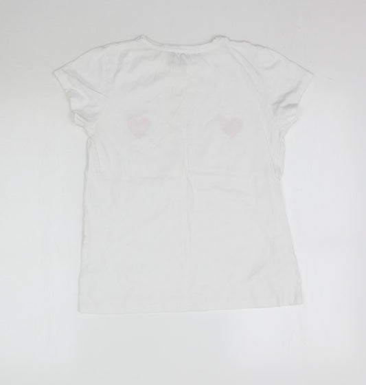 Primark Womens White   Basic T-Shirt Size 6  - Love Hearts
