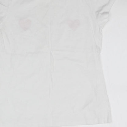 Primark Womens White   Basic T-Shirt Size 6  - Love Hearts