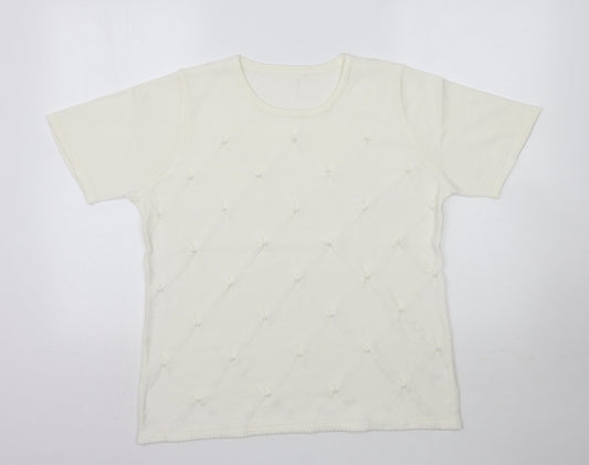 Womens UK Size M Preworn Ivory Basic Blouse