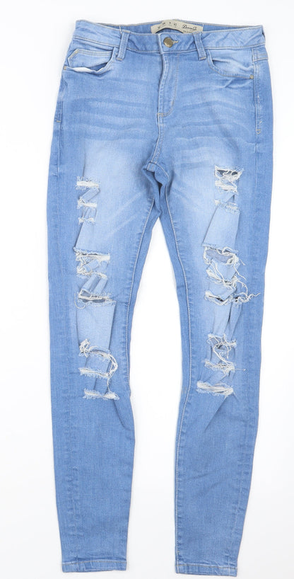 Denim Co. Womens Blue  Denim Straight Jeans Size 10 L28 in