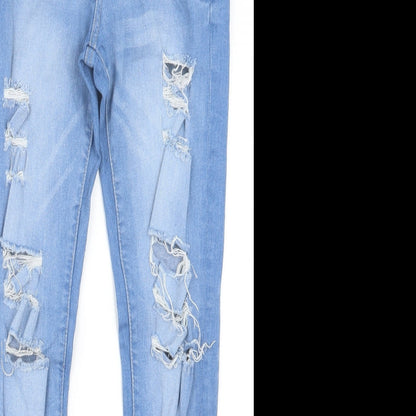 Denim Co. Womens Blue  Denim Straight Jeans Size 10 L28 in