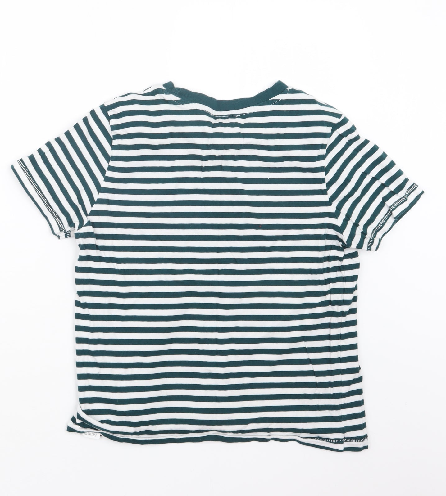 FOREVER 21  Womens Green Striped  Basic T-Shirt Size S