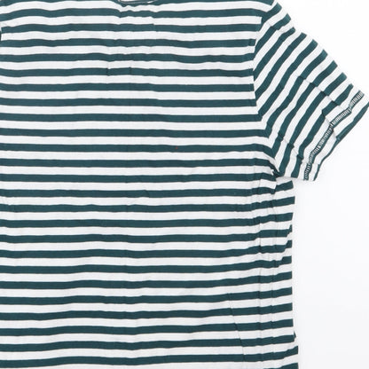 FOREVER 21  Womens Green Striped  Basic T-Shirt Size S