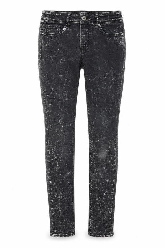 Front view of Divided by H&M women’s black denim straight jeans, size UK 8, 30-inch leg