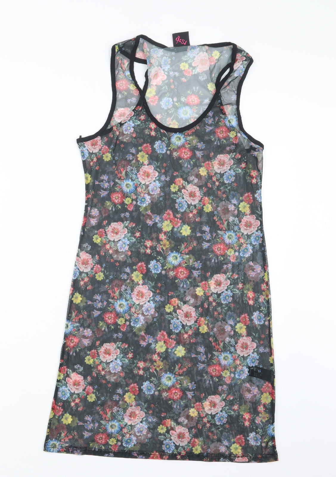 George Womens Black Floral  Basic T-Shirt Size 12  - Long