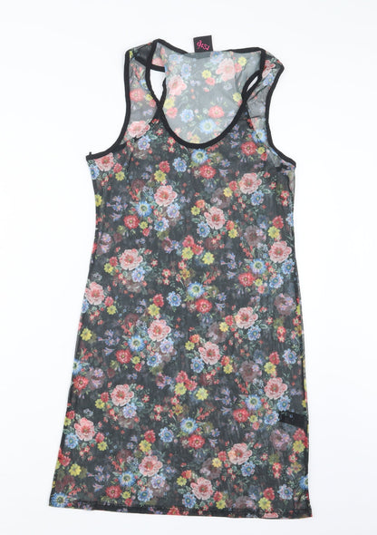 George Womens Black Floral  Basic T-Shirt Size 12  - Long