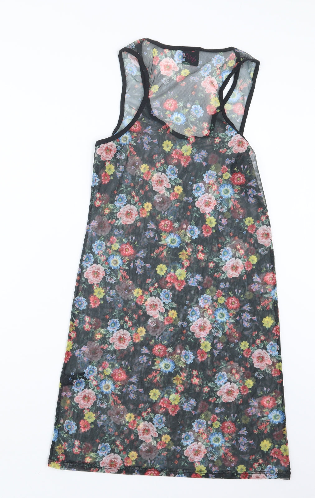 George Womens Black Floral  Basic T-Shirt Size 12  - Long