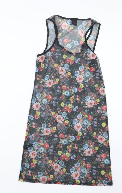 George Womens Black Floral  Basic T-Shirt Size 12  - Long