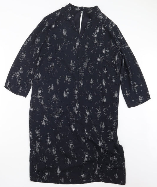 Papaya Womens Blue Geometric  Shirt Dress  Size 10