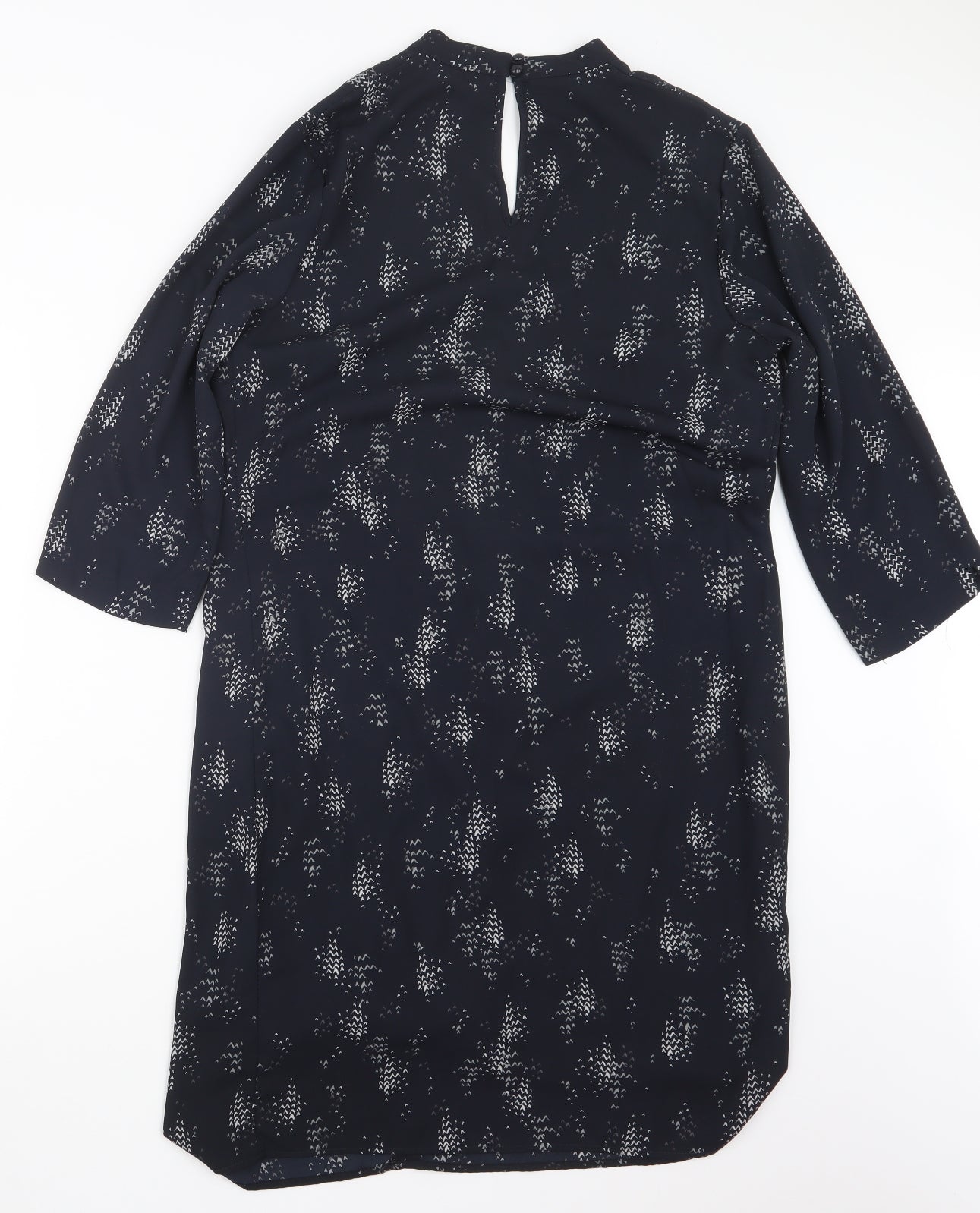 Papaya Womens Blue Geometric  Shirt Dress  Size 10