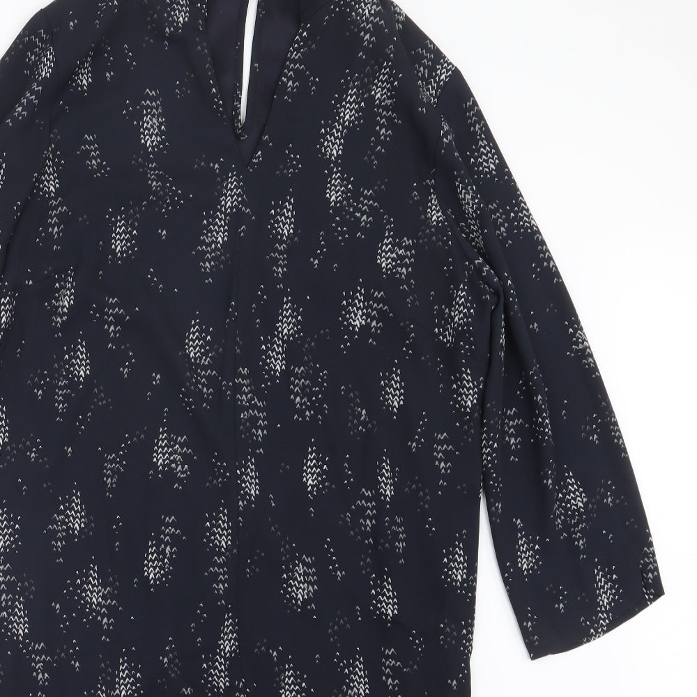 Papaya Womens Blue Geometric  Shirt Dress  Size 10