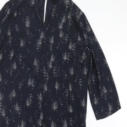 Papaya Womens Blue Geometric  Shirt Dress  Size 10