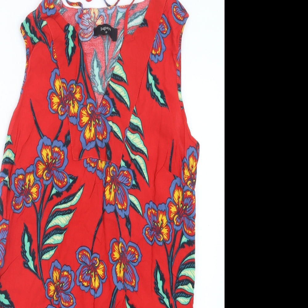 Papaya Womens Red Geometric  Basic Blouse Size 10