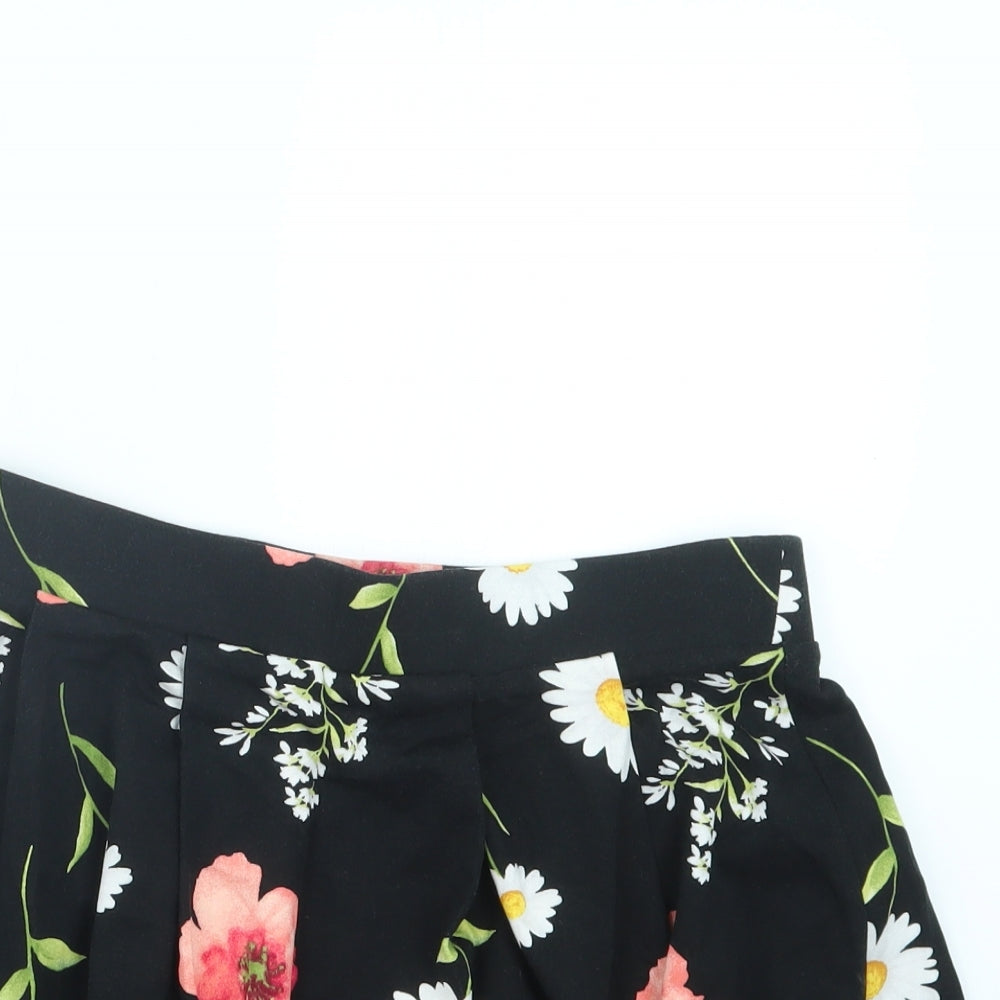 FOREVER 21 Womens Black Floral  A-Line Skirt Size M