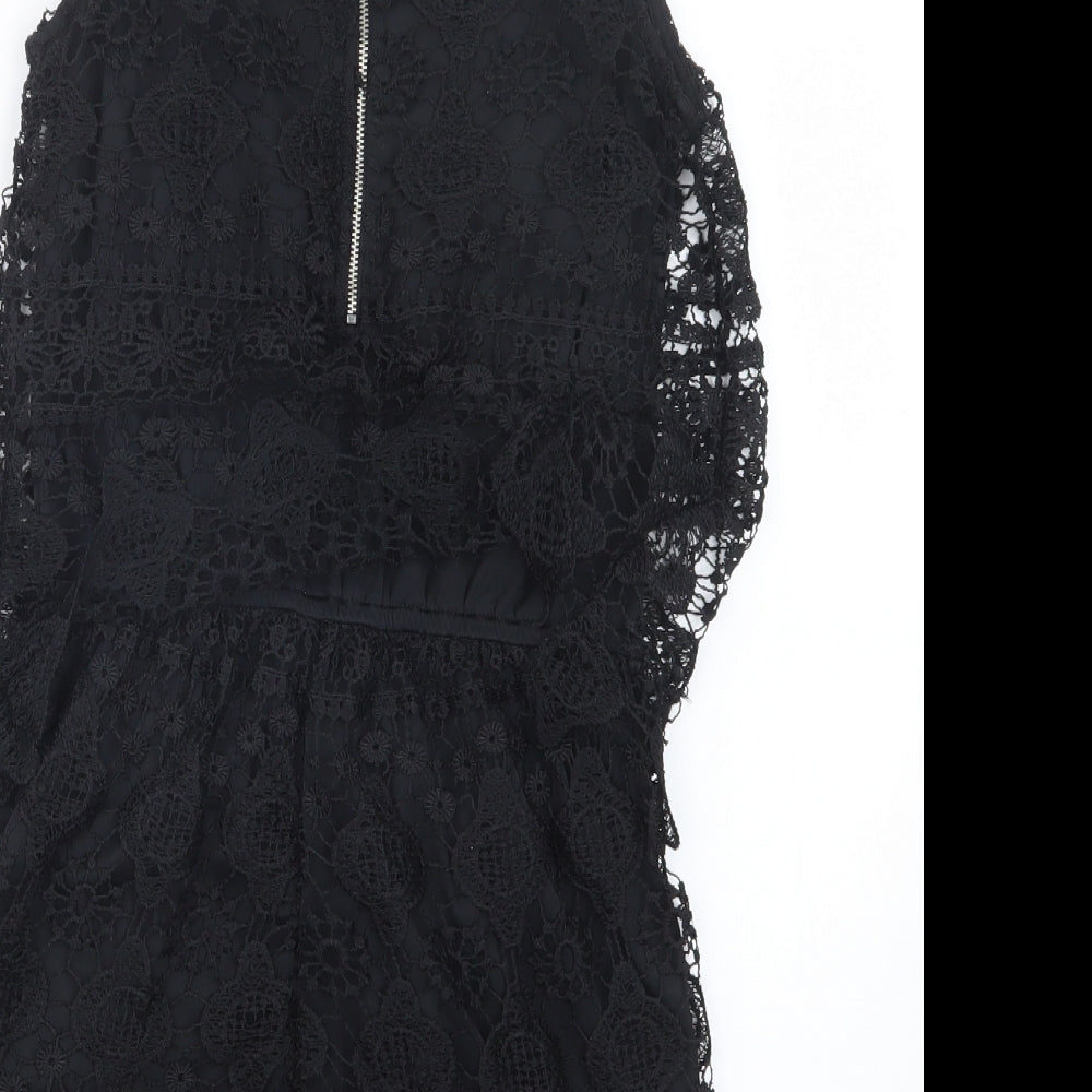 Rebellion Womens Black  Lace Playsuit One-Piece Size M