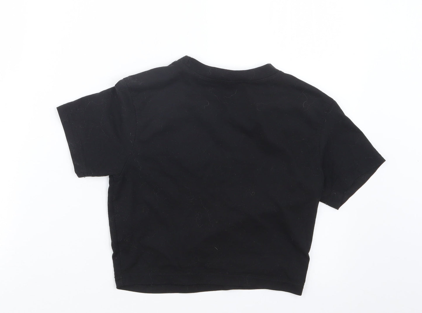 Womens UK Size 8 Missguided Black Cropped T-Shirt