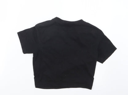 Womens UK Size 8 Missguided Black Cropped T-Shirt