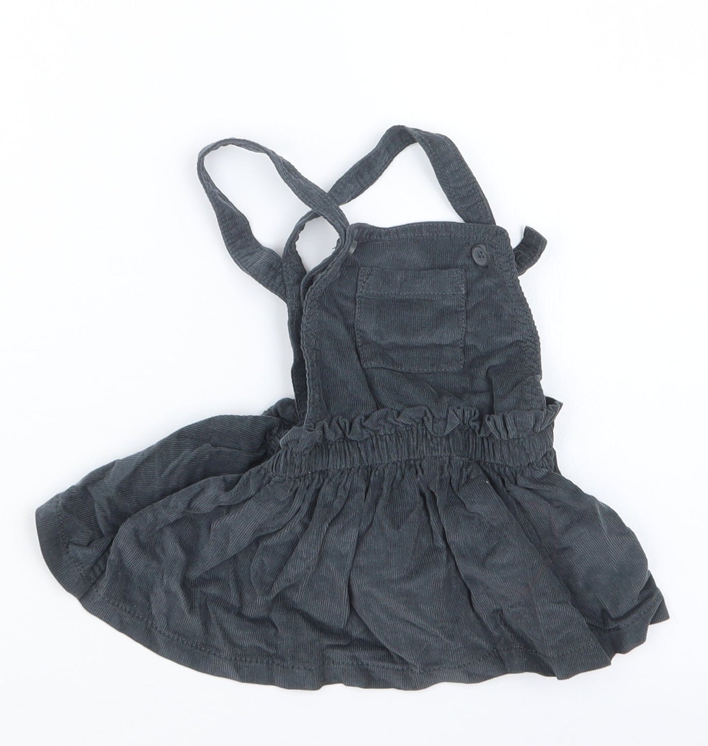 NEXT Girls Grey   Pinafore/Dungaree Dress  Size 3-6 Months