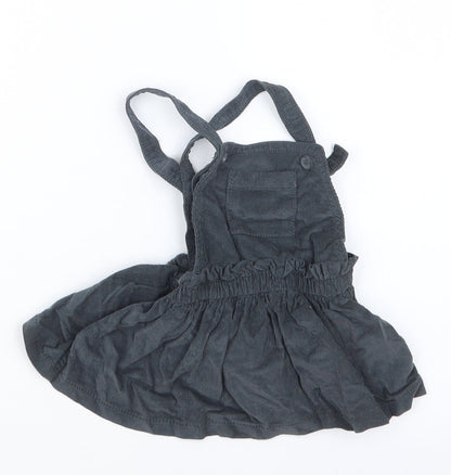 NEXT Girls Grey   Pinafore/Dungaree Dress  Size 3-6 Months