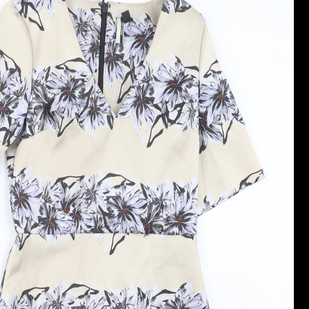 Topshop Womens Beige Floral  A-Line  Size 8