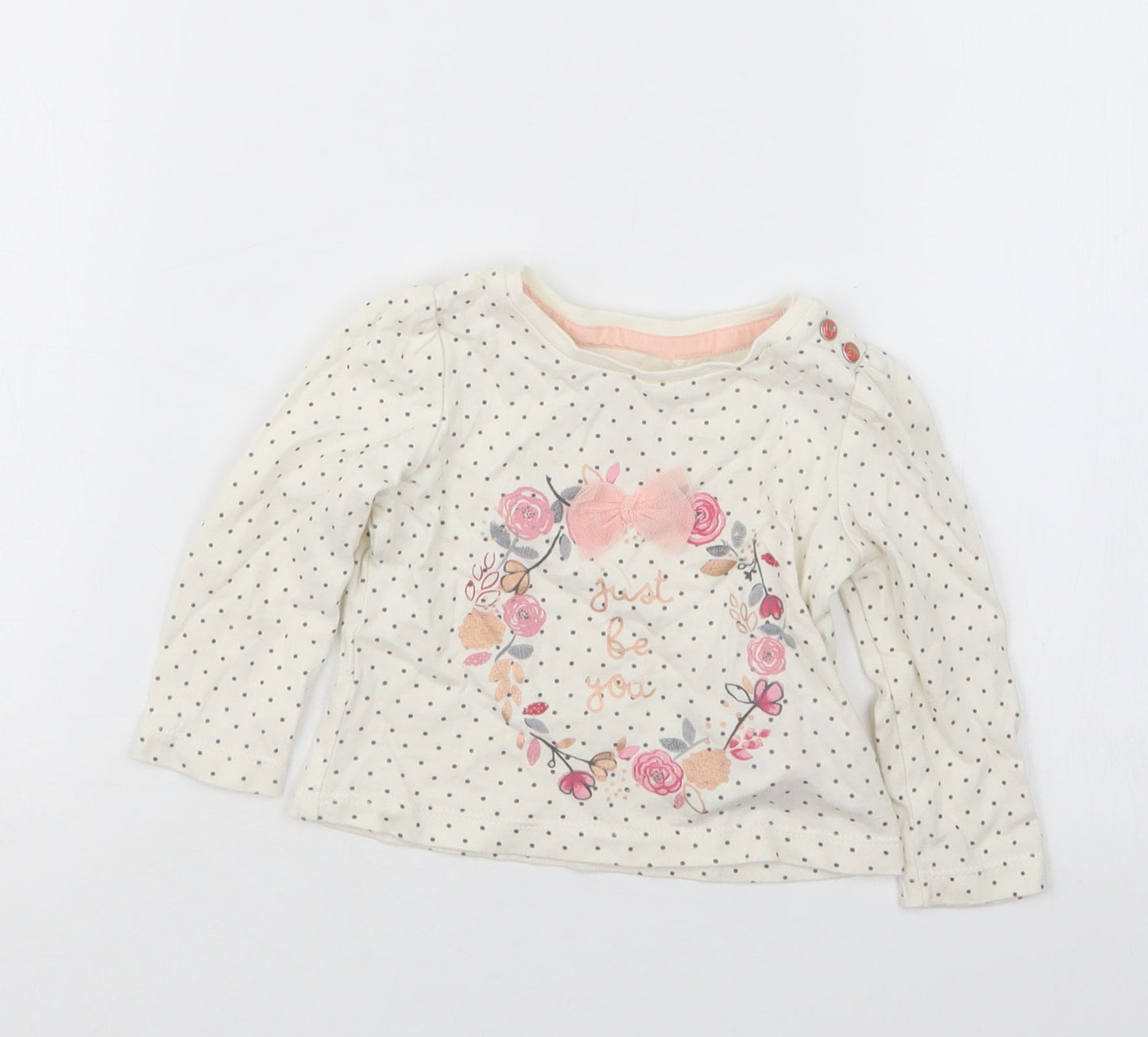 Mothercare Girls Black Polka Dot  Basic T-Shirt Size 3-6 Months