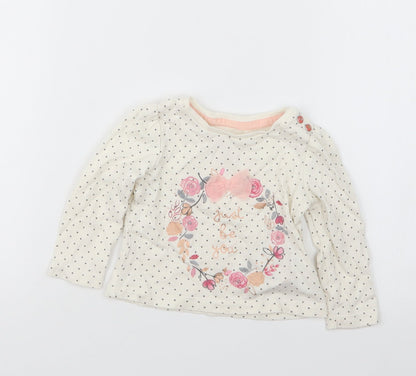 Mothercare Girls Black Polka Dot  Basic T-Shirt Size 3-6 Months
