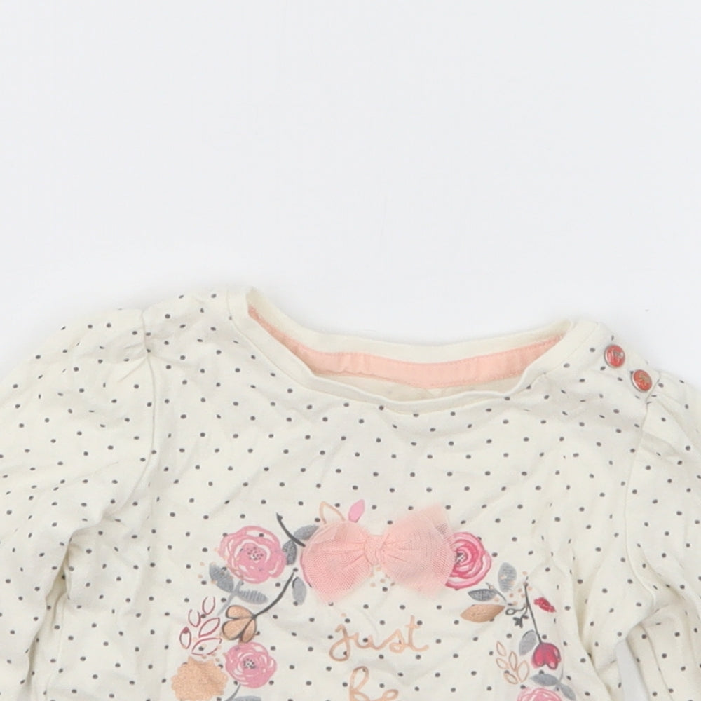 Mothercare Girls Black Polka Dot  Basic T-Shirt Size 3-6 Months