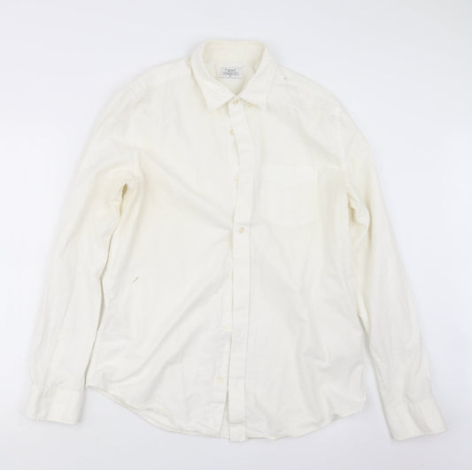 Mens UK Size M NEXT Ivory  Button-Up Long Sleeve Casual Shirt