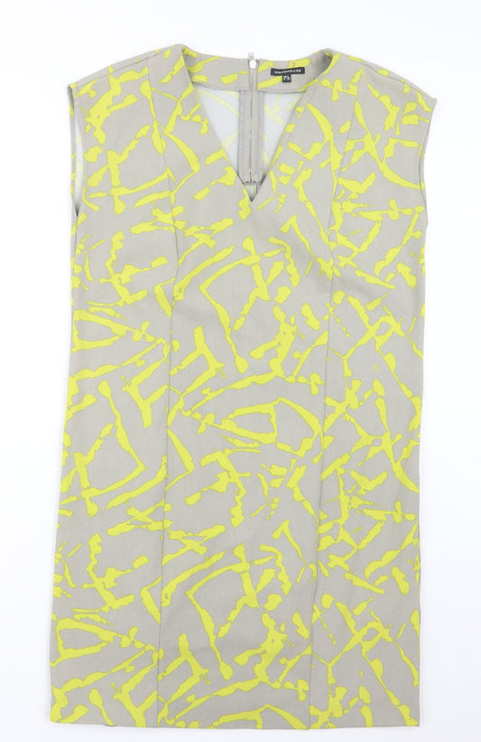 Warehouse Womens Grey Geometric  T-Shirt Dress  Size 8