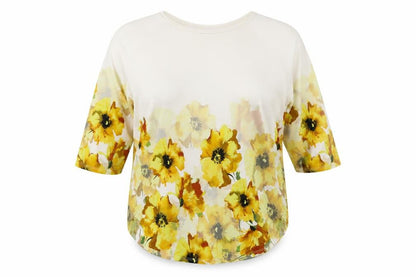 Womens UK Size 10 Roman Yellow Basic T-Shirt