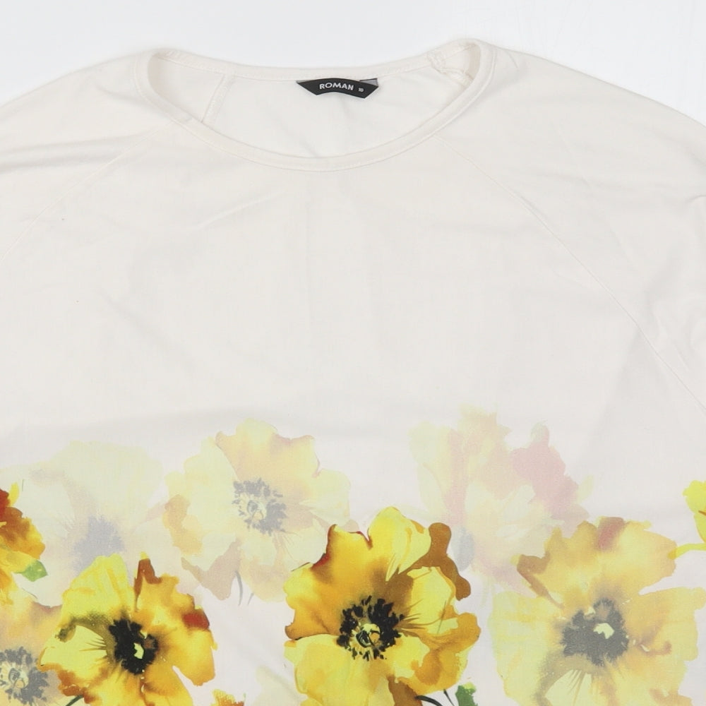 Womens UK Size 10 Roman Yellow Basic T-Shirt