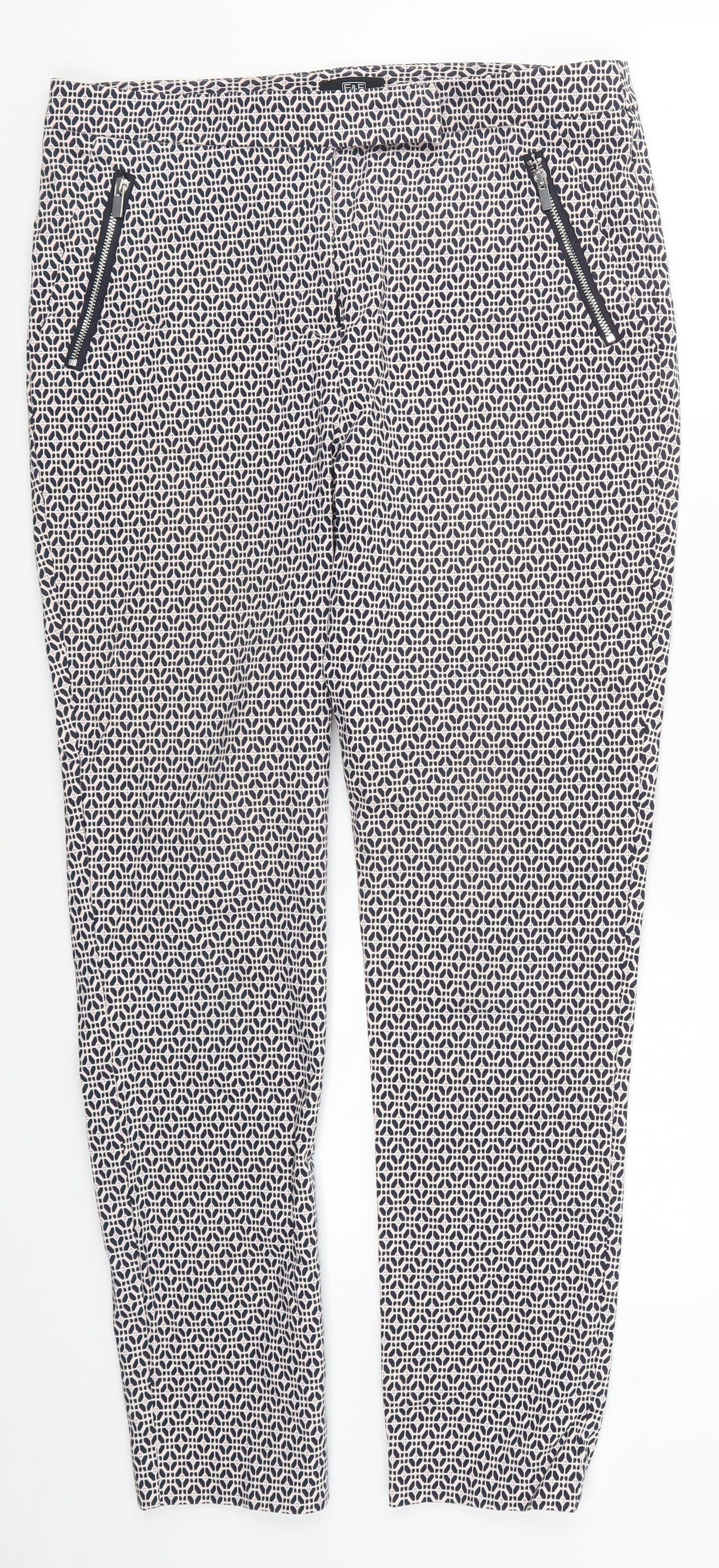 F&F Womens Pink Geometric  Trousers  Size 10 L27 in