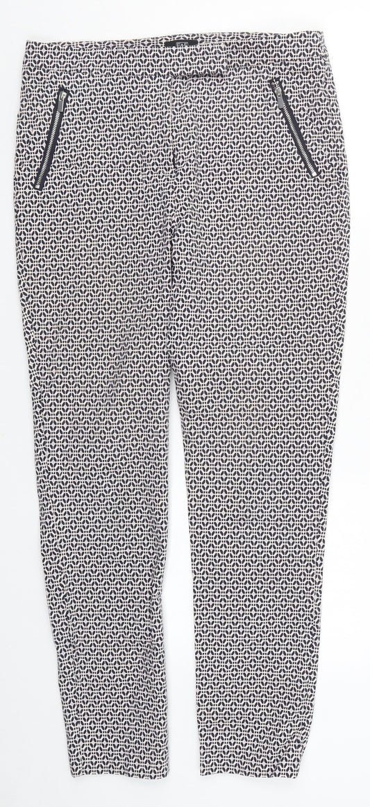 F&F Womens Pink Geometric  Trousers  Size 10 L27 in