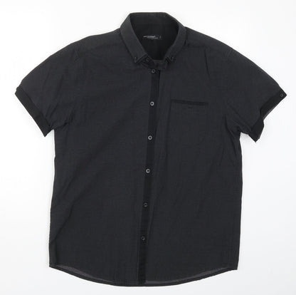 Mens UK Size L Cedar Wood State Grey  Button-Up Short Sleeve Casual Shirt