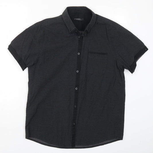 Mens UK Size L Cedar Wood State Grey  Button-Up Short Sleeve Casual Shirt