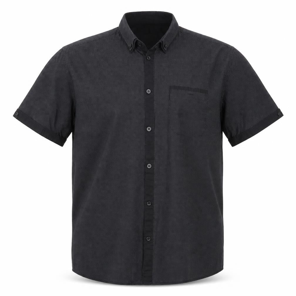 Front view of Cedarwood State men’s grey button-up, size L