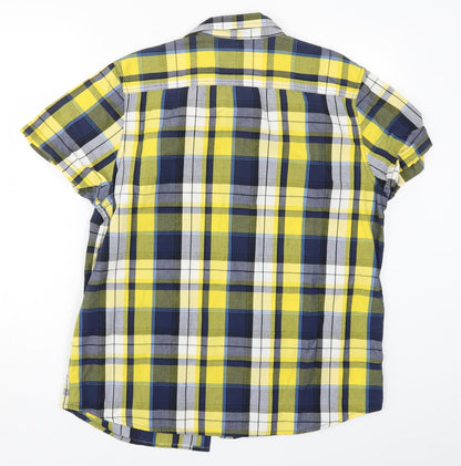 Mens UK Size L Cedar Wood State Yellow  Button-Up Short Sleeve Casual Shirt