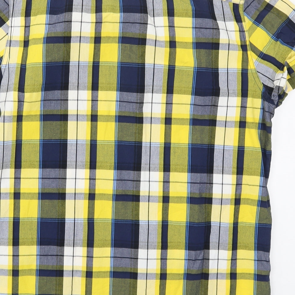 Mens UK Size L Cedar Wood State Yellow  Button-Up Short Sleeve Casual Shirt