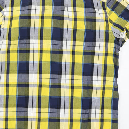Mens UK Size L Cedar Wood State Yellow  Button-Up Short Sleeve Casual Shirt