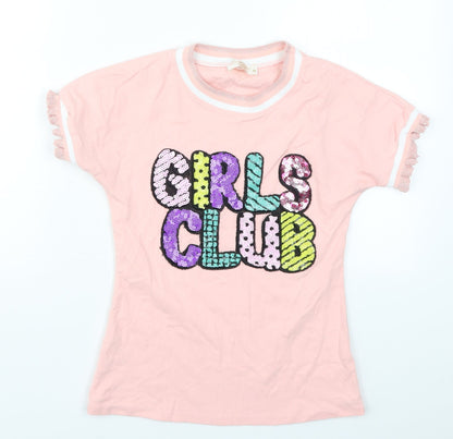 Emma & Ashely Girls Pink   Basic T-Shirt Size M  - Girls Club